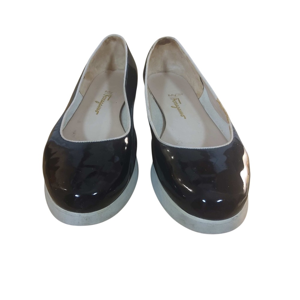 Ferragamo Salvatore Ferragamo Black Patent Platform Ballet Flats Womens 10 B - Picture 6 of 16